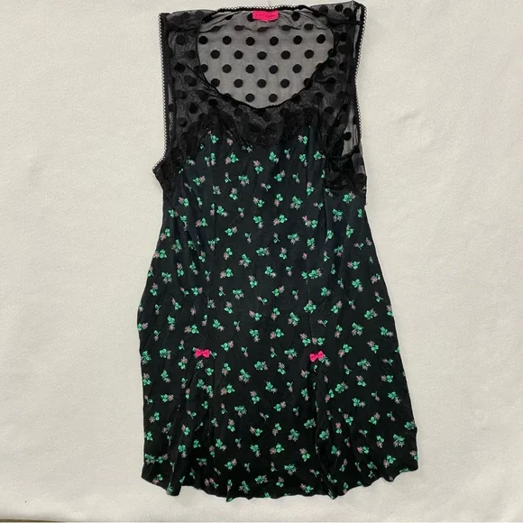 Betsey Johnson | Dresses | Betsey Johnson Black Green Floral Dress Large |  Poshmark